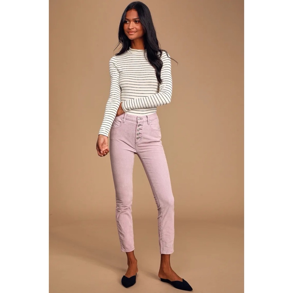 Free People Sun Chaser Lavender Corduroy Skinny Jeans 26